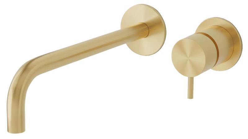 Waterevolution Flow Built-in Washbasin Faucet PVD White Gold with 25 cm spout T116BWGE-25