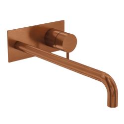 Waterevolution Flow built-in basin mixer tap with cover plate, PVD brushed copper, spout 25cm T1161CPE-25