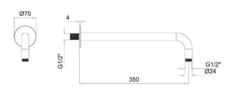 SB Rubinetterie Universal wall-mounted shower arm round 35cm colour chrome 1208946660