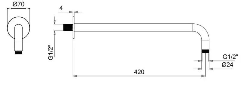 SB Rubinetterie Universal wall-mounted shower arm round 42cm colour matt white 1208946668