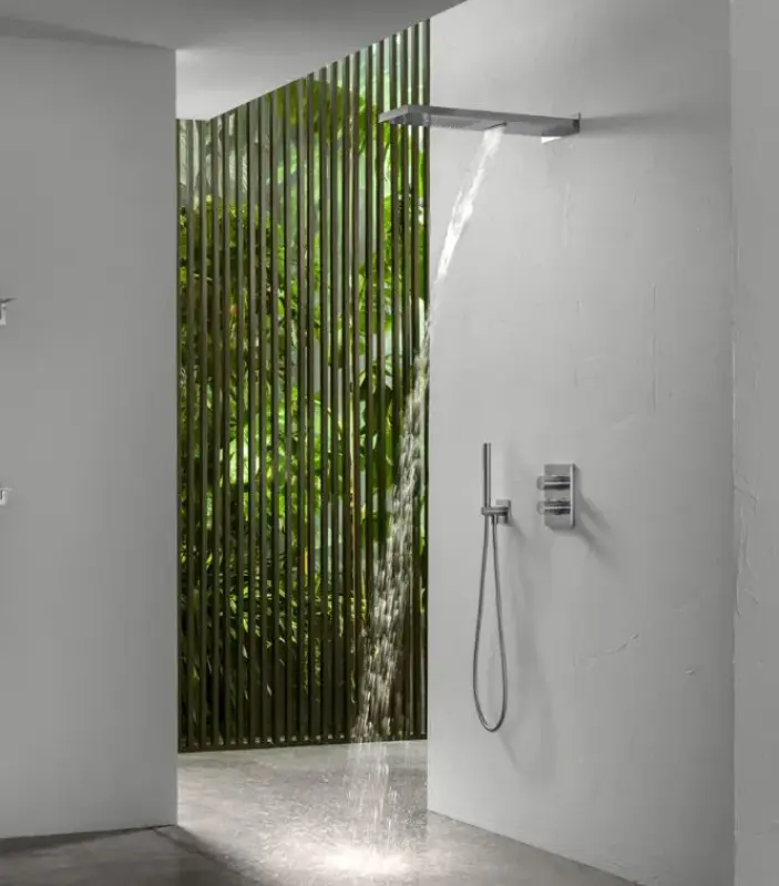 SB Square 316 Rain Shower with Wall Connection and Waterfall Shower Fully Stainless Steel 1208946755