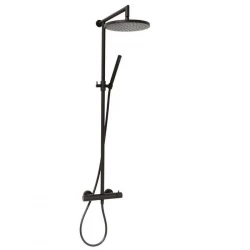 DEMM Shower combination thermostat with rain shower, matte black 1208946968