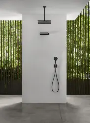SB Rubinetterie Rain Shower Eco Air Water-Saving Square Rain Shower Matte Black 20x20cm 1208947014