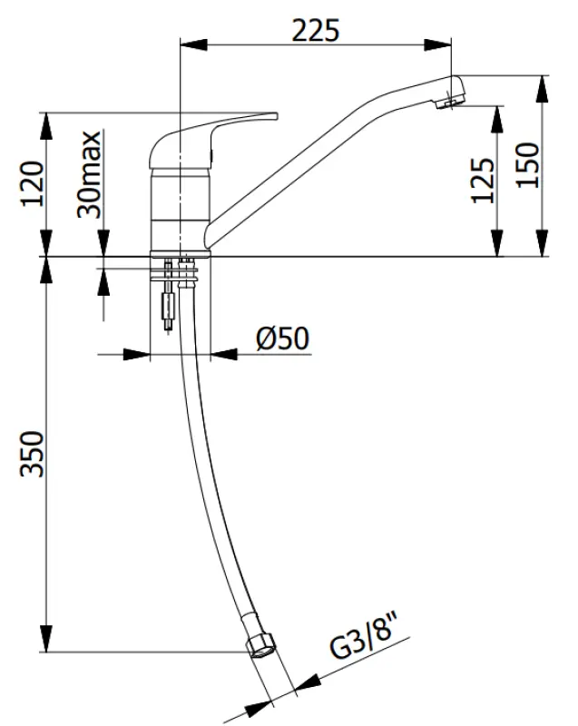 DEMM kitchen tap single lever with swivel spout chrome 1208947358