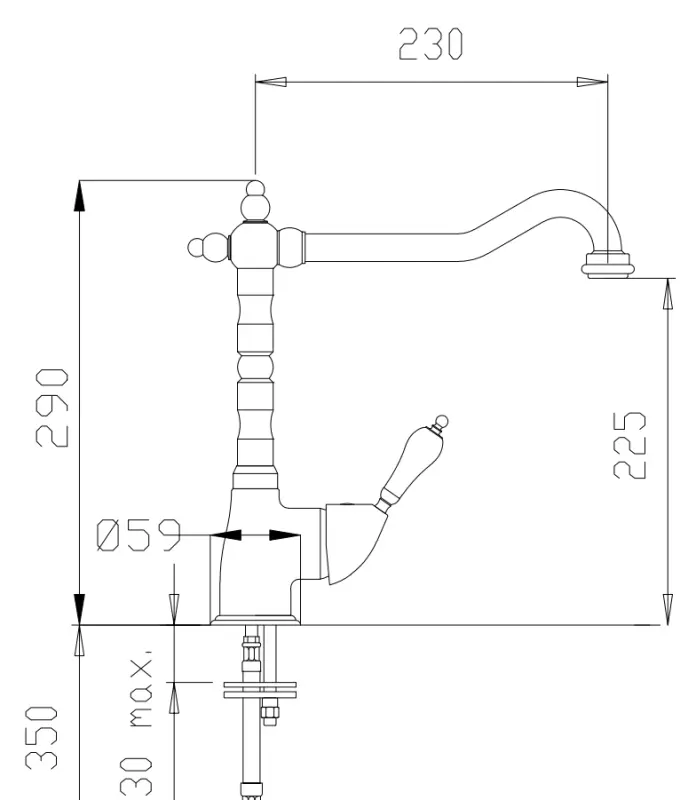DEMM Nostalgic kitchen tap with swivel spout Bronze classic 1208947363