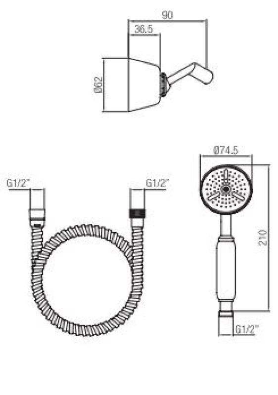 PB Classic hand shower set with hanging hook bronze 1208952420