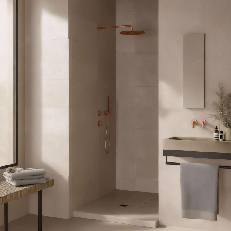 Waterevolution Flow built-in shower thermostat with 1 diverter valve, copper