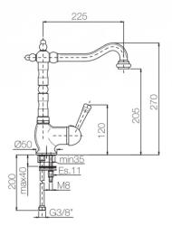 PB Old fashion kitchen mixer tap with white handle chrome 1208952877