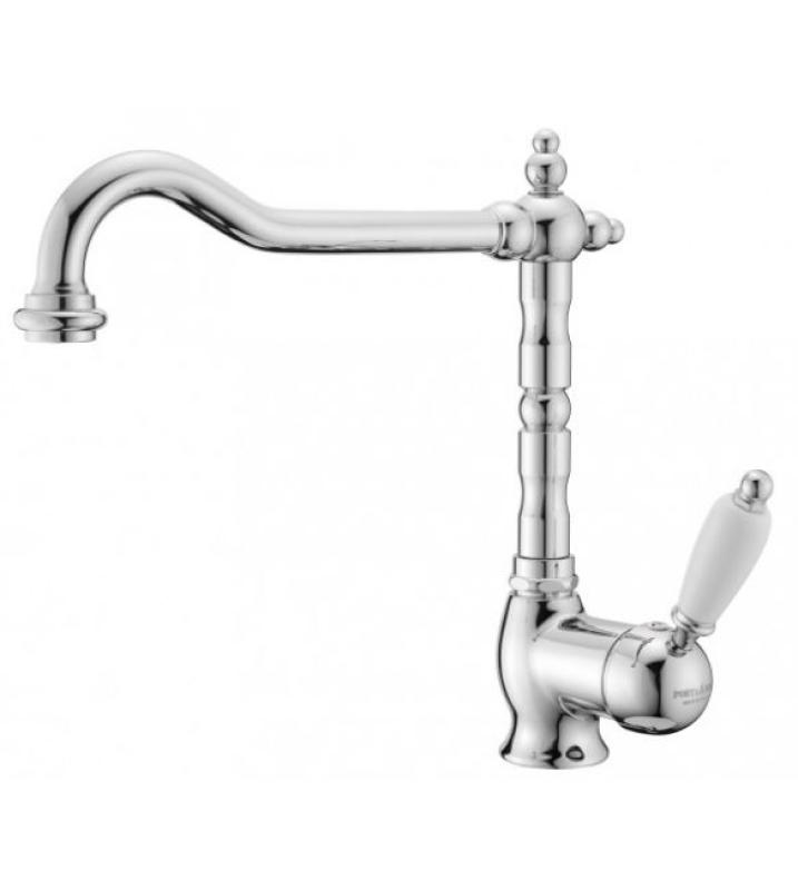 PB Old fashion kitchen mixer tap with white handle chrome 1208952877
