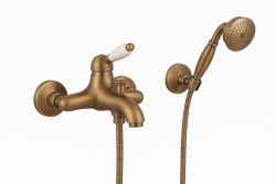 PB Nostalgic bath mixer with hand shower set Bronze