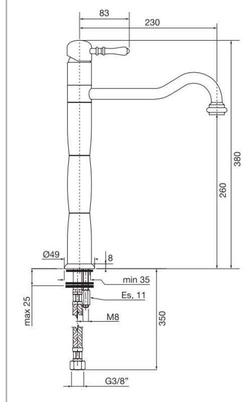 PB Classic Nostalgic pillar kitchen tap stainless steel 1208952922