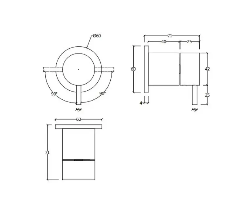 Waterevolution Flow concealed 2 exits diverter round rosette gun metal T1482S.GME