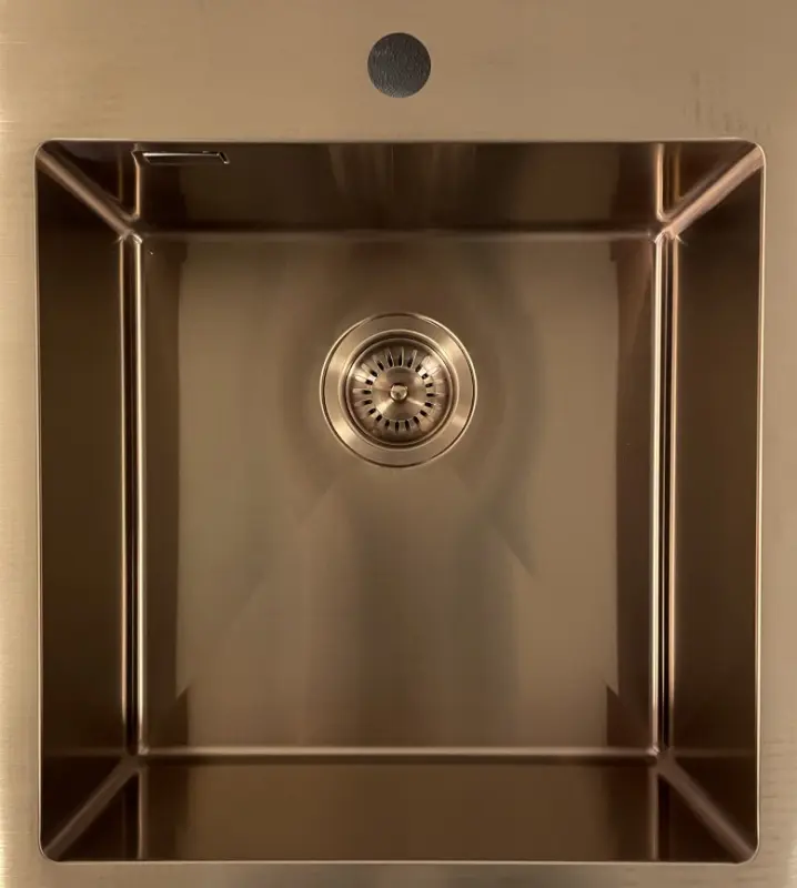 Ausmann Weser stainless steel kitchen sink copper color PVD Copper 45x51 with faucet hole underounted flush mounted and inset 080945