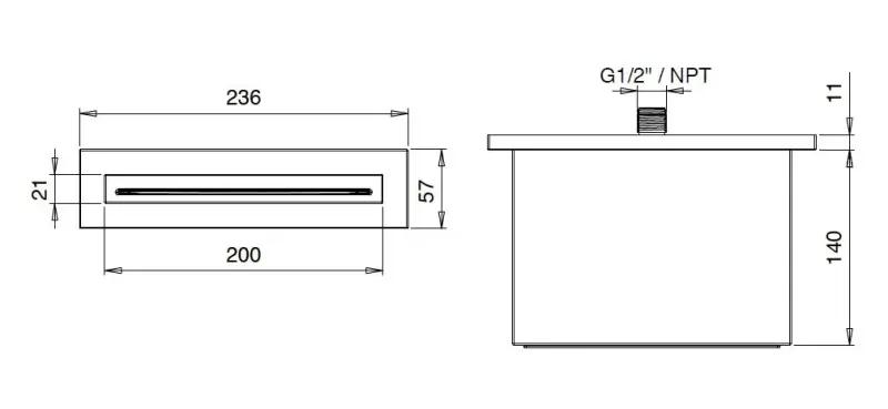 SB Square waterfall spout matte black