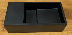 Solid-S Solid surface fountain, 36 cm (W) x 18 cm (D) x 10 cm (H), matte black with cover 1208953168