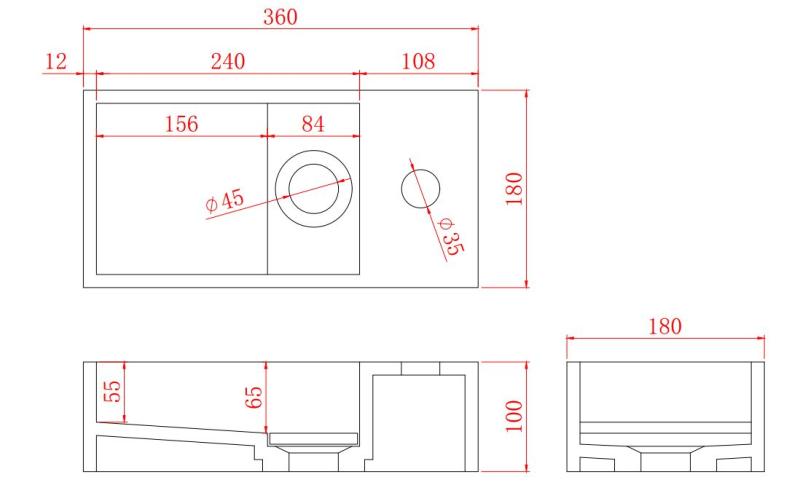 Solid-S Solid surface fountain, 36 cm (W) x 18 cm (D) x 10 cm (H), matte black with cover 1208953168