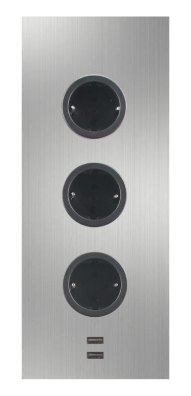 Indux Corner Power strip with 3 sockets, grounding, and dual USB-A&amp;C charger, stainless steel 1208953216