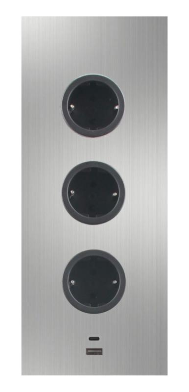 Indux Corner Power strip with 3 sockets, grounding, and dual USB-A&amp;C charger, stainless steel 1208953216