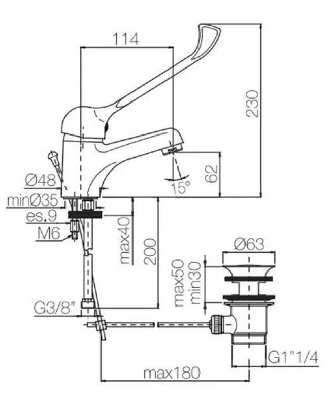 PB Clinic disabled sink faucet with long lever chrome 1208953265