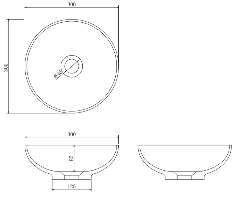 Solid S small washbasin, Solid Surface, round, 30 x 30 x 11 cm, matte black, 1208953271