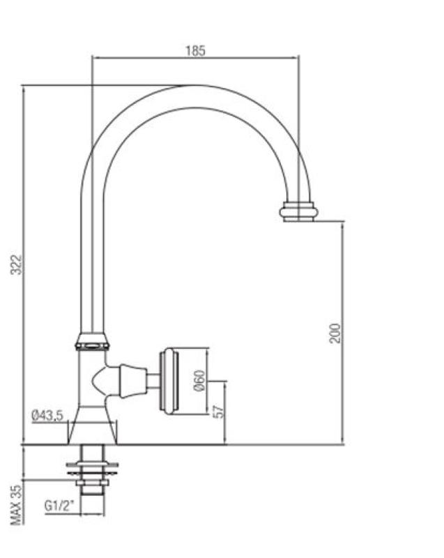 PB Classic washbasin tap with star handle cold water with high round spout chrome 1208953274