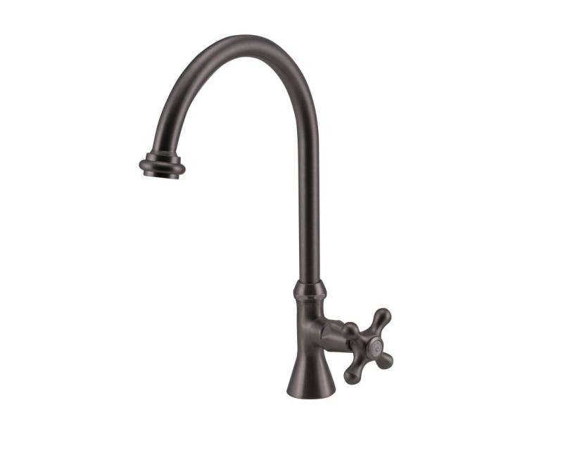 PB Classic washbasin tap with star handle cold water with high round spout stainless steel 1208953276