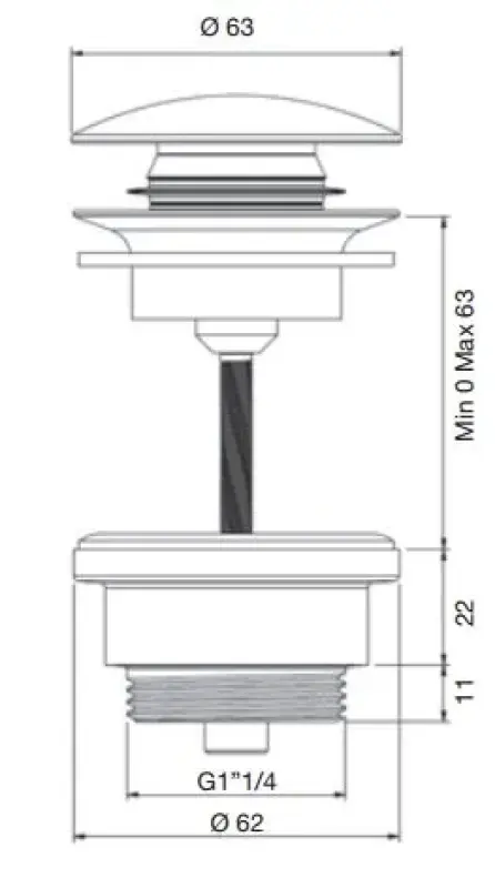 PB Unix sink plug 1 1/4 lockable push up click clack bronze 1208953284