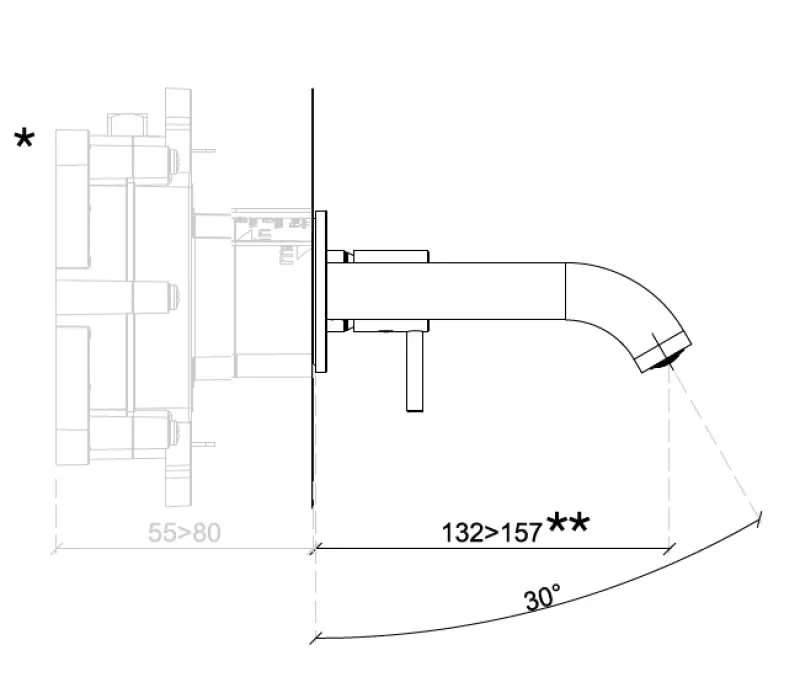 SB Round recessed basin mixer tap matt black - 132mm