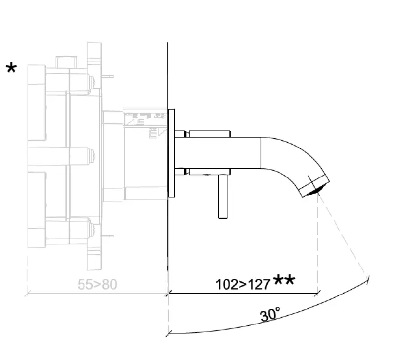 SB Round basin mixer tap, recessed, white matt 102mm