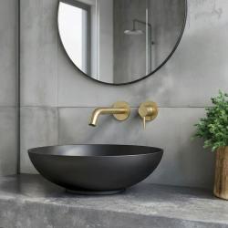 SB Round recessed basin mixer tap in satin brass PVD 162mm