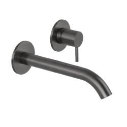 SB Round recessed basin mixer tap lead grey PVD 162mm