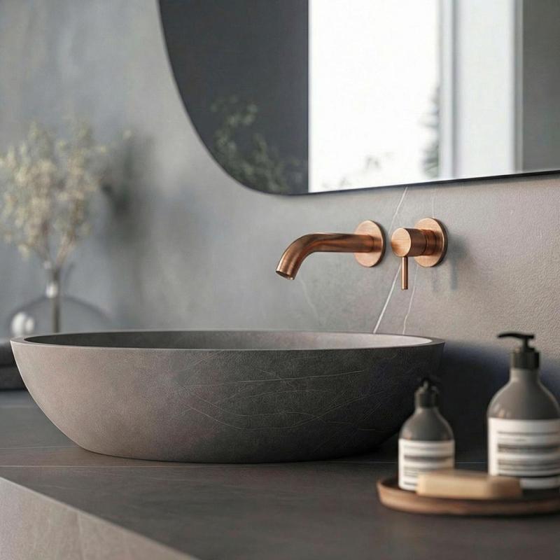 SB Round recessed basin mixer tap in satin finish copper 316 PVD 102mm