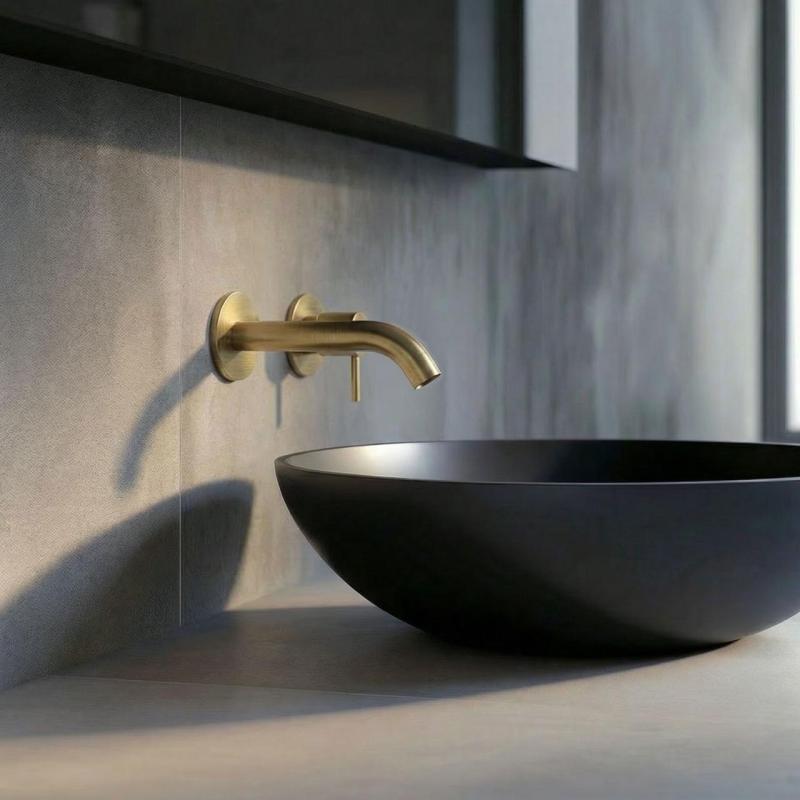 SB Round recessed basin mixer tap in satin finish brass 316 PVD 132mm