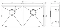 Lorreine Luxe stainless steel double sink 4040 cm flush-mounted undermount and inset 1208953616