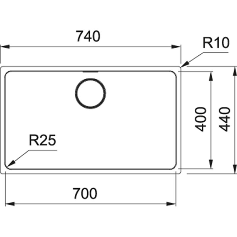 Franke Mythos MYX 110.70 rvs sink 70x40cm undermount 122.0638.271