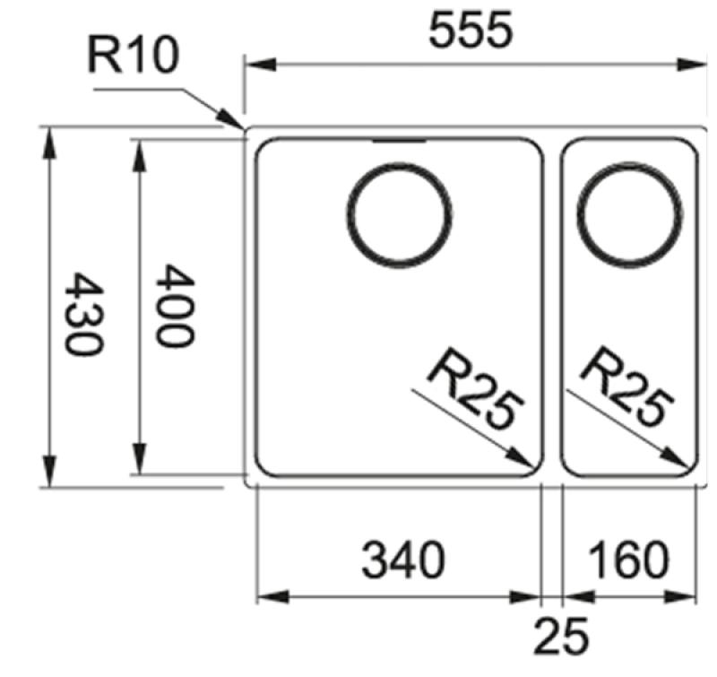 Franke Mythos MYX 160.34.16 BL one and a half stainless steel sink undermount 34+16cm 122.0638.273