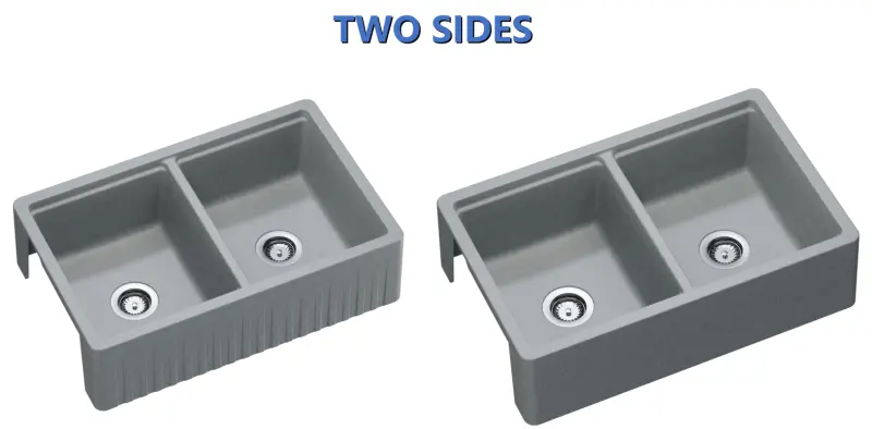 GraniteMy Tradition country-style double sink, 2-sided granite basin, 80x50cm, white, top-mount, under-mount, and flush-mount, 1208953698