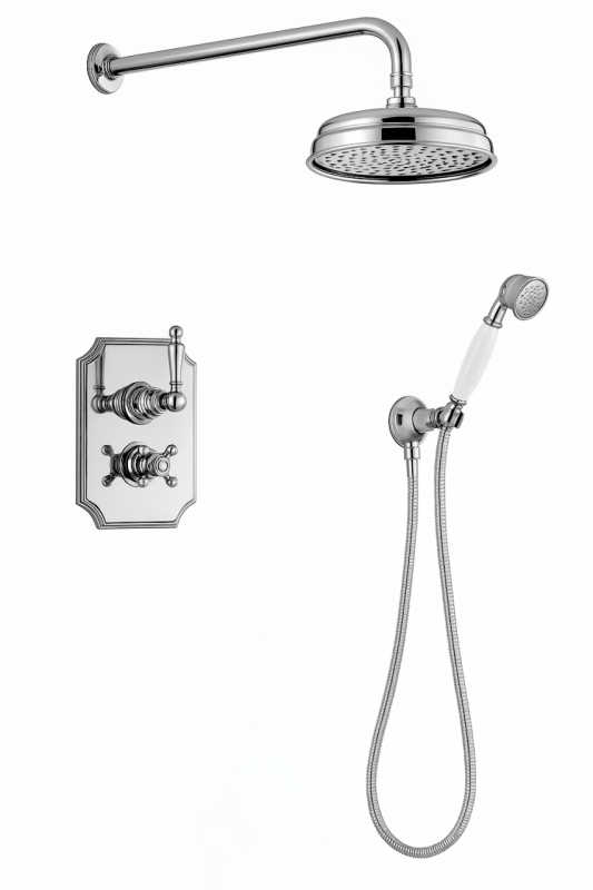 PB classic nostalgic classic built-in shower set chrome with hand shower and rain shower 225mm 1208953841