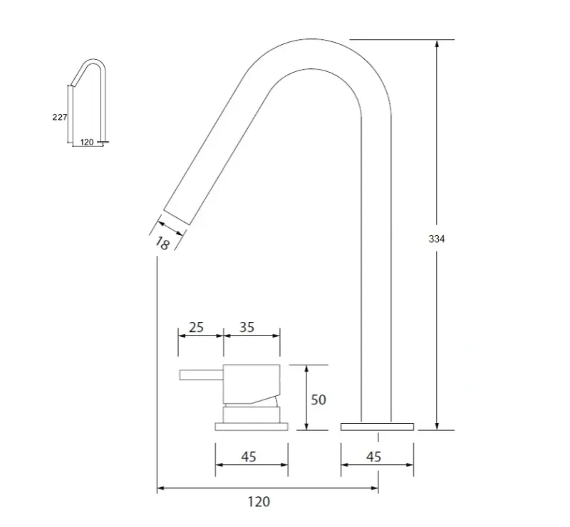 Waterevolution Flow 2-hole basin mixer PVD Gun Metal with high V 120mm spout T1122VGME