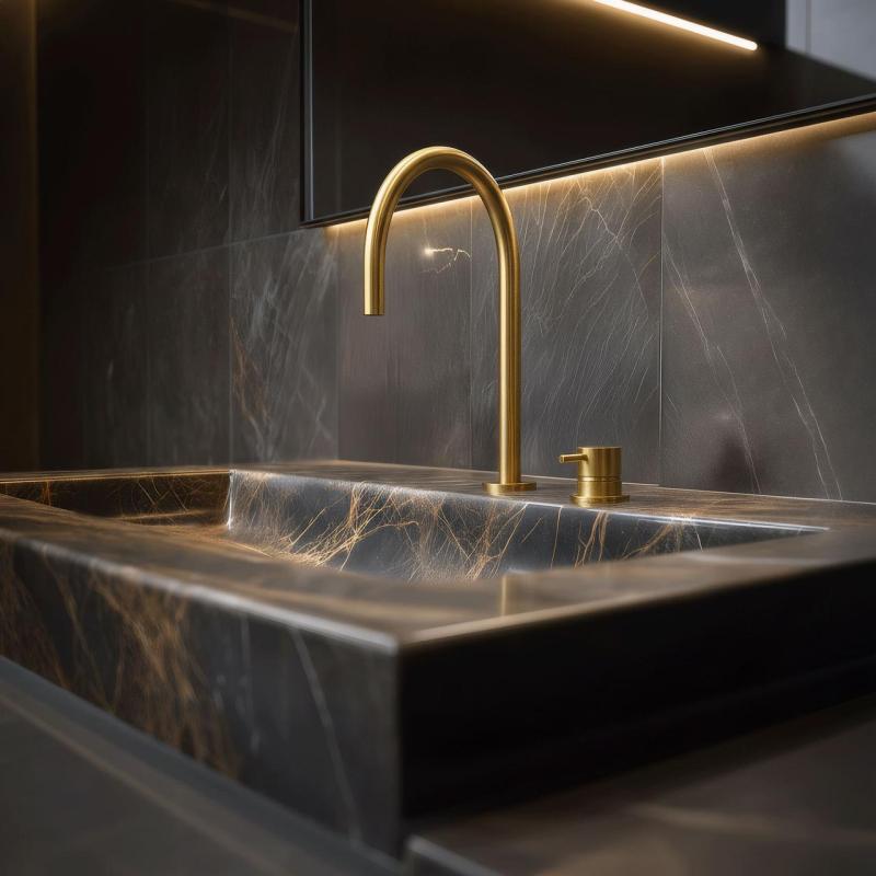 Waterevolution Flow 2-hole basin tap brushed brass T1121ULE