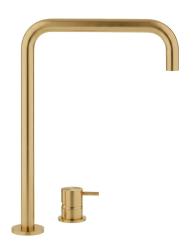 Waterevolution Flow 2-hole sink faucet with high spout 222 brushed brass T122HLE