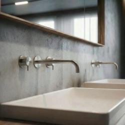 Waterevolution Flow 3-hole Built-in Washbasin Faucet Fully Stainless Steel with 21 cm Spout T1163FIE-21