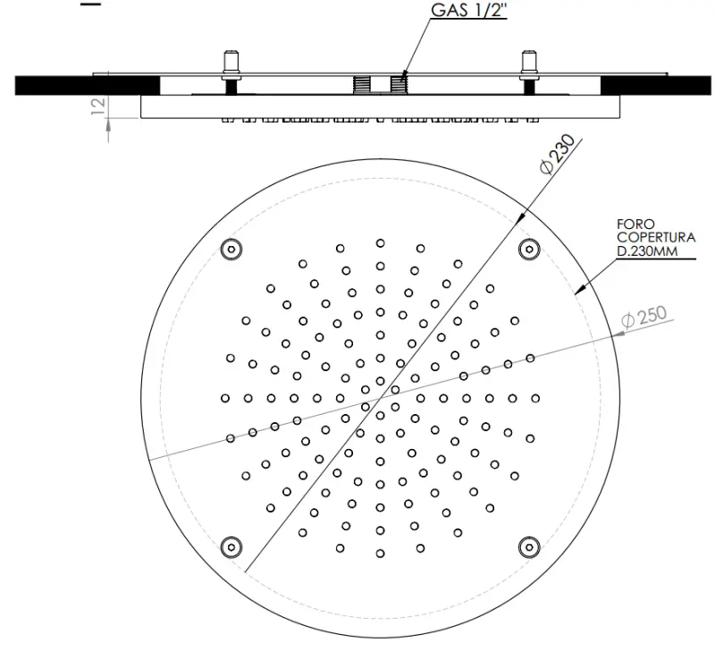 SB Rubinetterie matte white Corian solid surface built-in round rain shower ceiling showerhead 30 cm 1208954156
