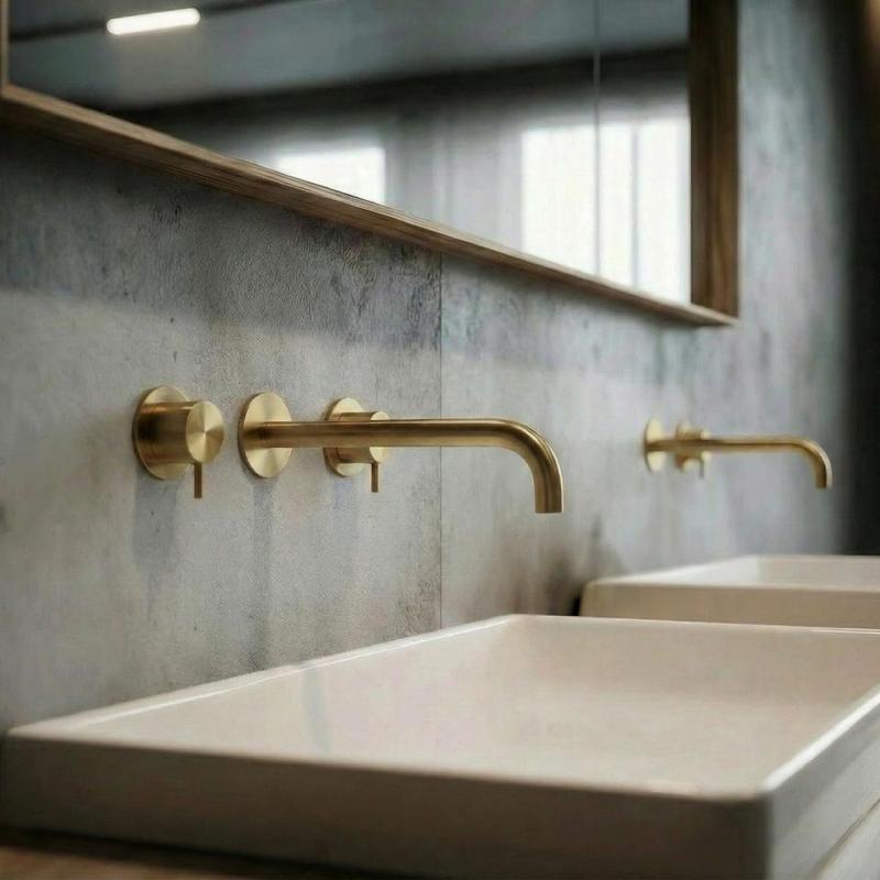 Waterevolution Flow 3-Hole Under-Counter Sink Faucet, Brushed Brass, 21 cm Spout T1163FLE-21