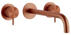 Waterevolution Flow 3-hole Built-in Washbasin Faucet PVD Copper with spout 15 cm T1163FCPE-15
