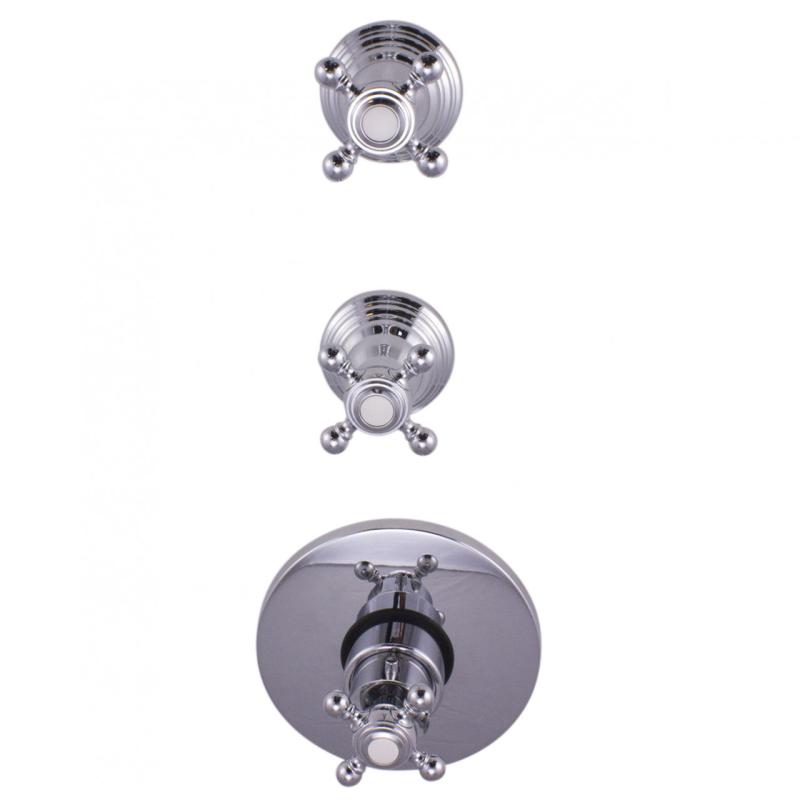 PB Classic nostalgic built-in shower thermostat with 2 stop valves, chrome