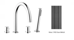 Waterevolution Flow 4-hole bath faucet for Bathtub rim mounting full PVD Gun Metal T138GME