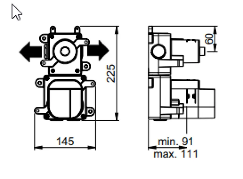 SB AESTHETICS Round concealed thermostatic mixer with 2 outlets / shut-off and diverter valve, chrome 1208954913