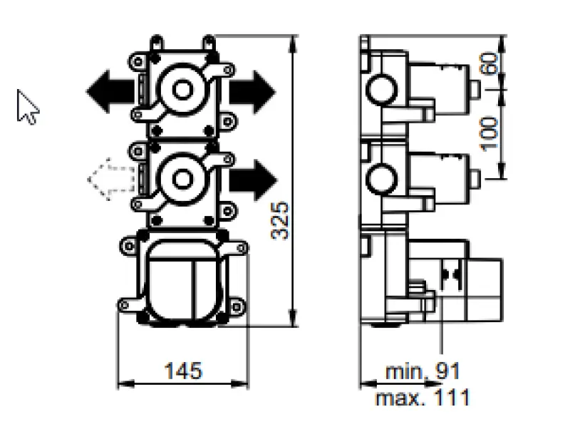 SB AESTHETICS Round concealed thermostatic mixer with 3 outlets / shut-off and diverter valve, matt white 1208954955