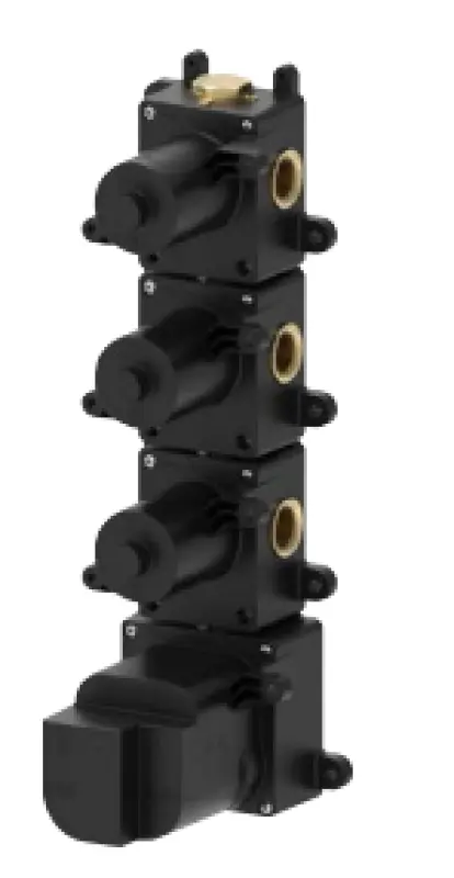 SB 316 AESTHETICS Round concealed thermostatic mixer with 3 outlets / 3 with shut-off valves, PVD brushed gun metal 1208954967